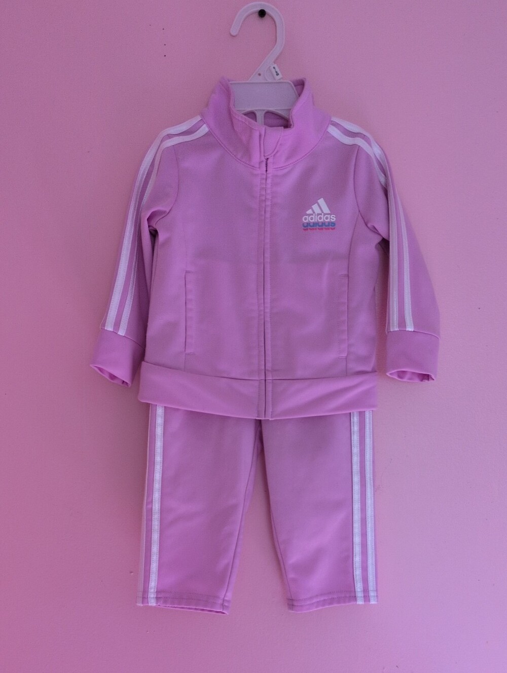 Adidas Lilac 3 Stripes Tricot Track Jacket & Jogger Pants Tracksuit Set